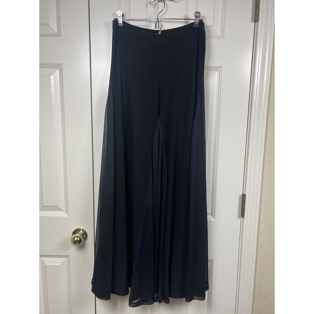 VTG Codige Women's L Palazzo Witchy Goth Wide Leg Pants Sheer Side Pannel Black